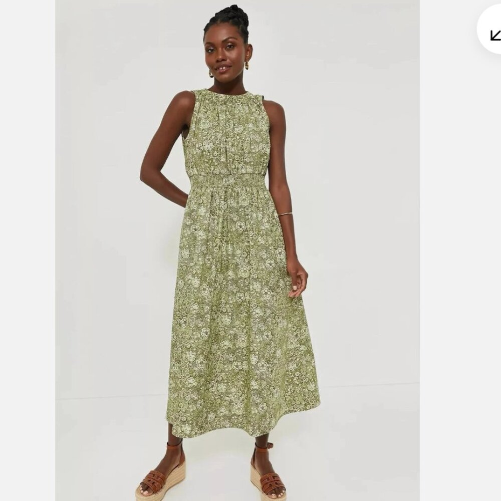 TUCKERNUCK Bergamot Floral Walker Sleeveless Tank Maxi Dress green Dress m